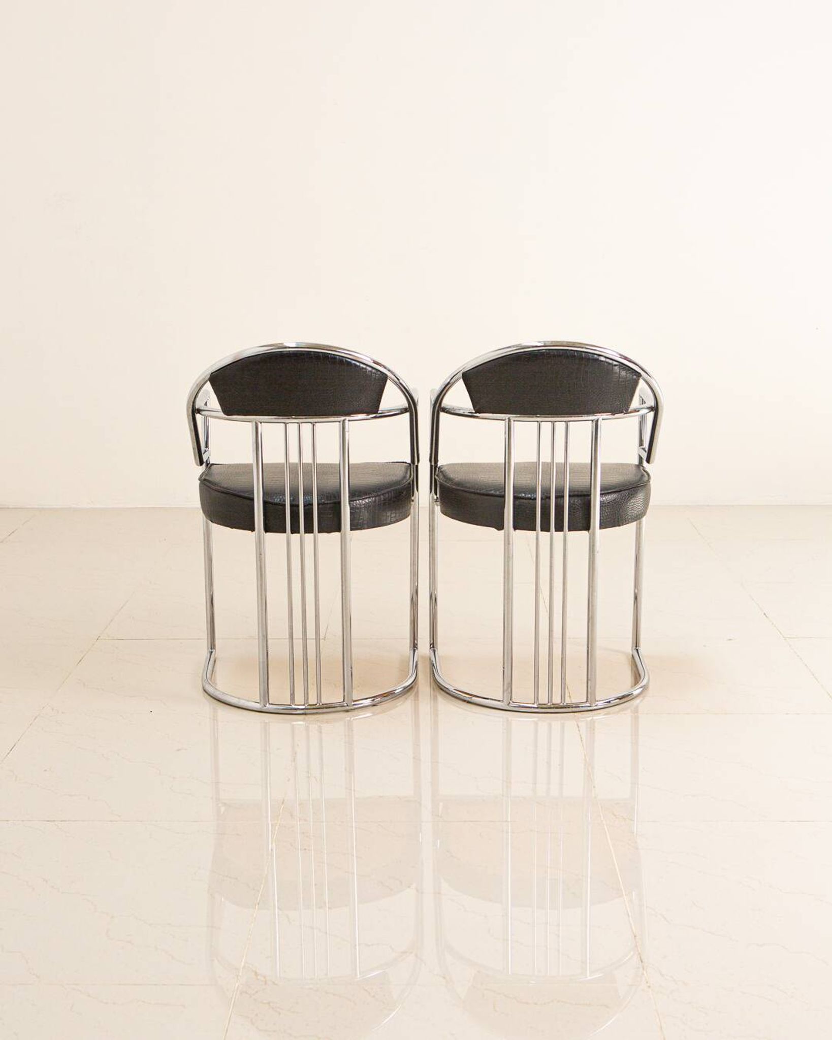 4 chaises italiennes en cuir imitation crocodile 80's
