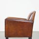 Cognac-colored sheep leather Art Deco design armchair finished with piping