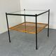 Table d'appoint ou table basse en rotin et verre de style danois moderniste du milieu du siècle