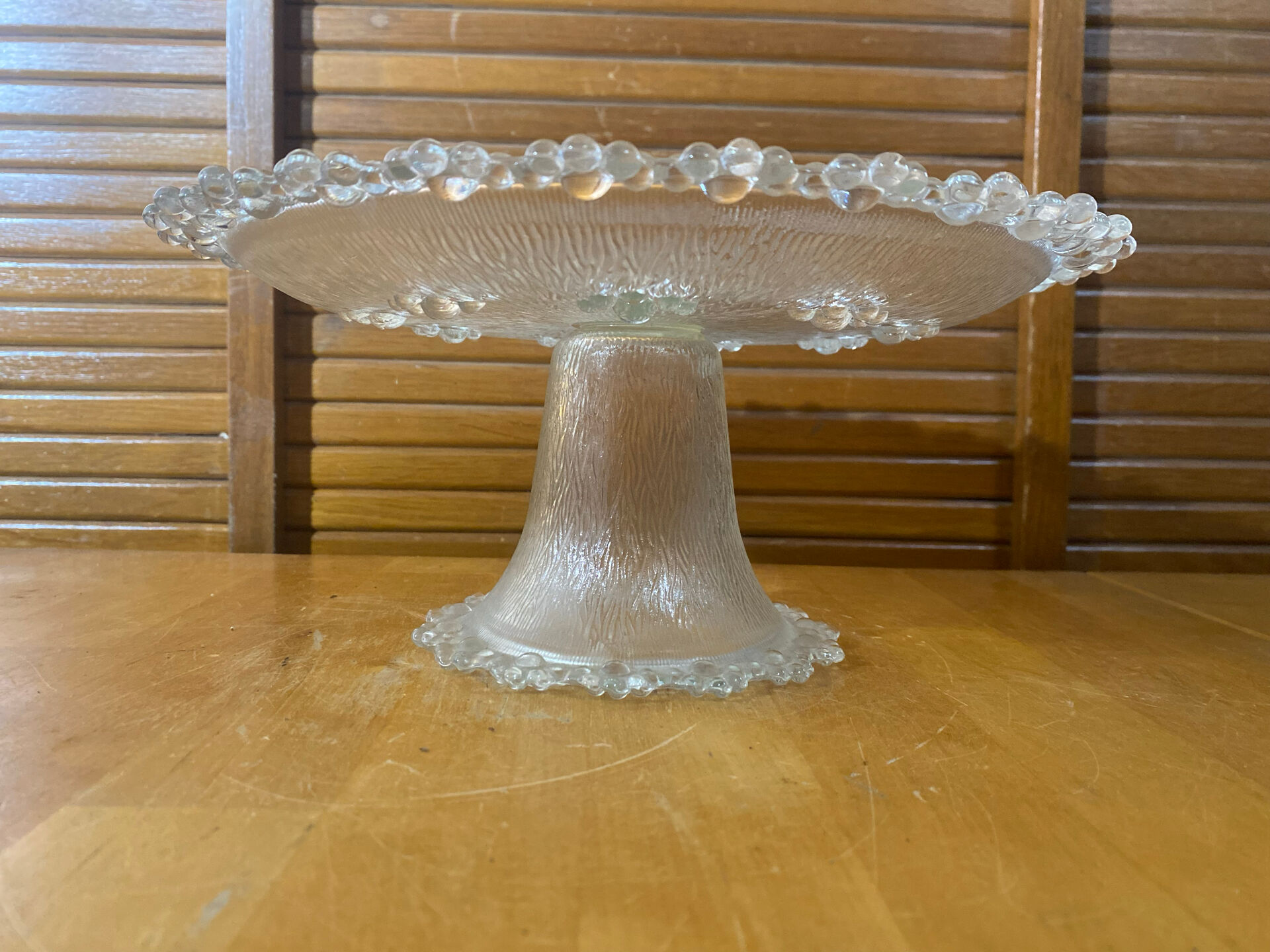 Masserini barocco cake dish cut glass moulded bead row vintage