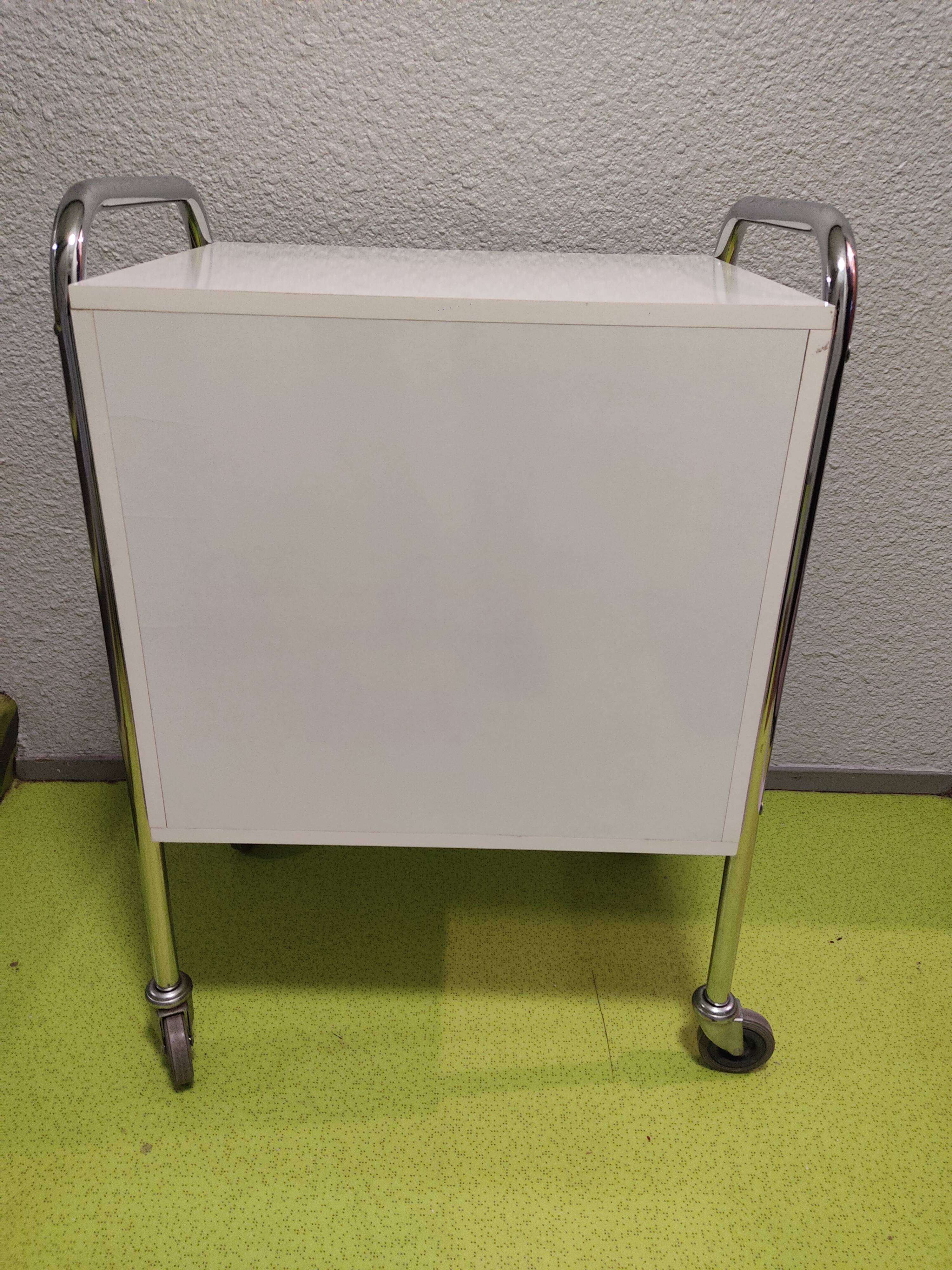 Medical trolley stainless steel, white lacquered 4 drawers