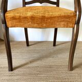 Pair of wooden and velvet armchairs from the 30s and 40s