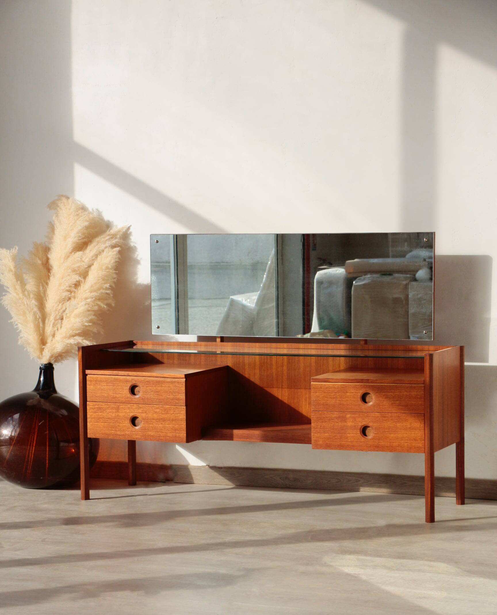 Wrighton Teak Dressing Table - Vintage 1960s - Hexagonal Base