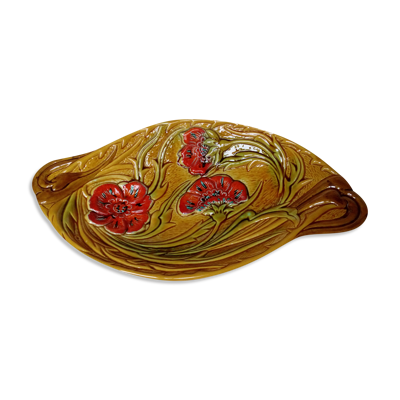 Coupe à fruits en céramique émaillée décor fleurs