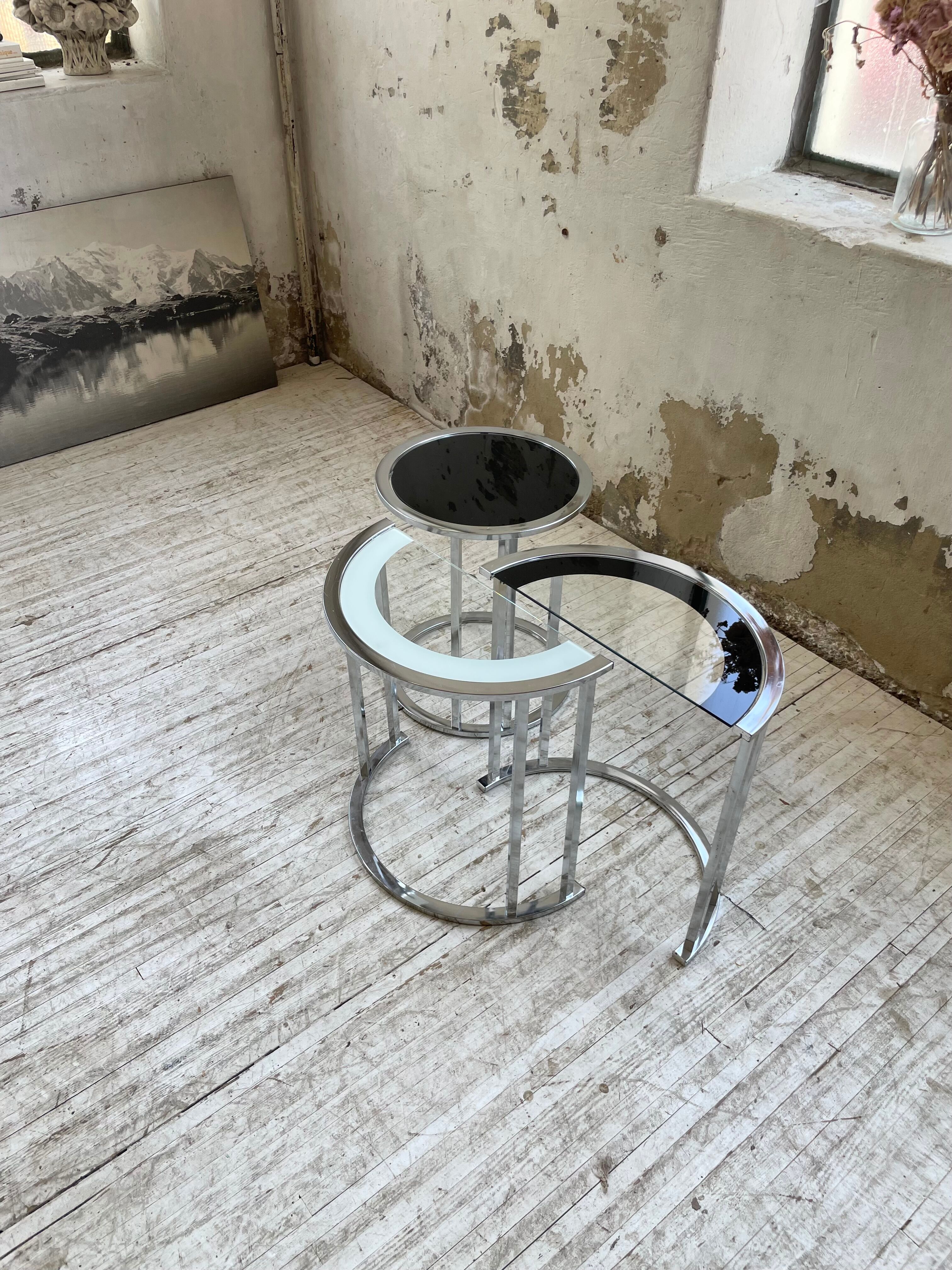 Trio of 70s chrome consoles