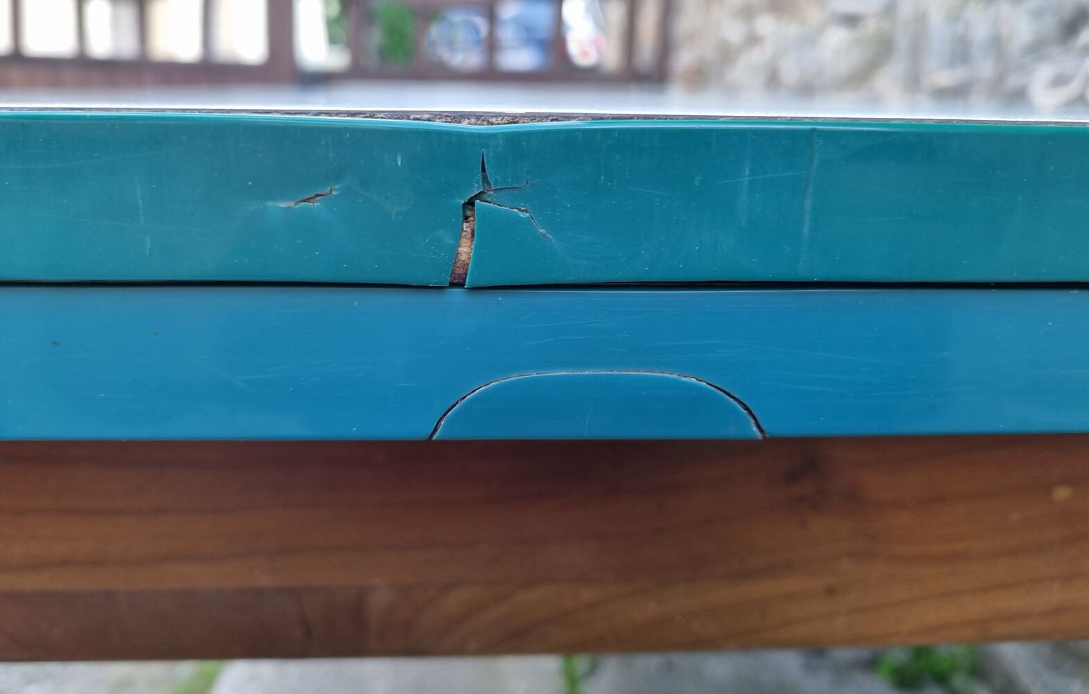Green formica farmhouse table, vintage, 50s