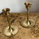 Pair of candlesticks, minimalist design in brass