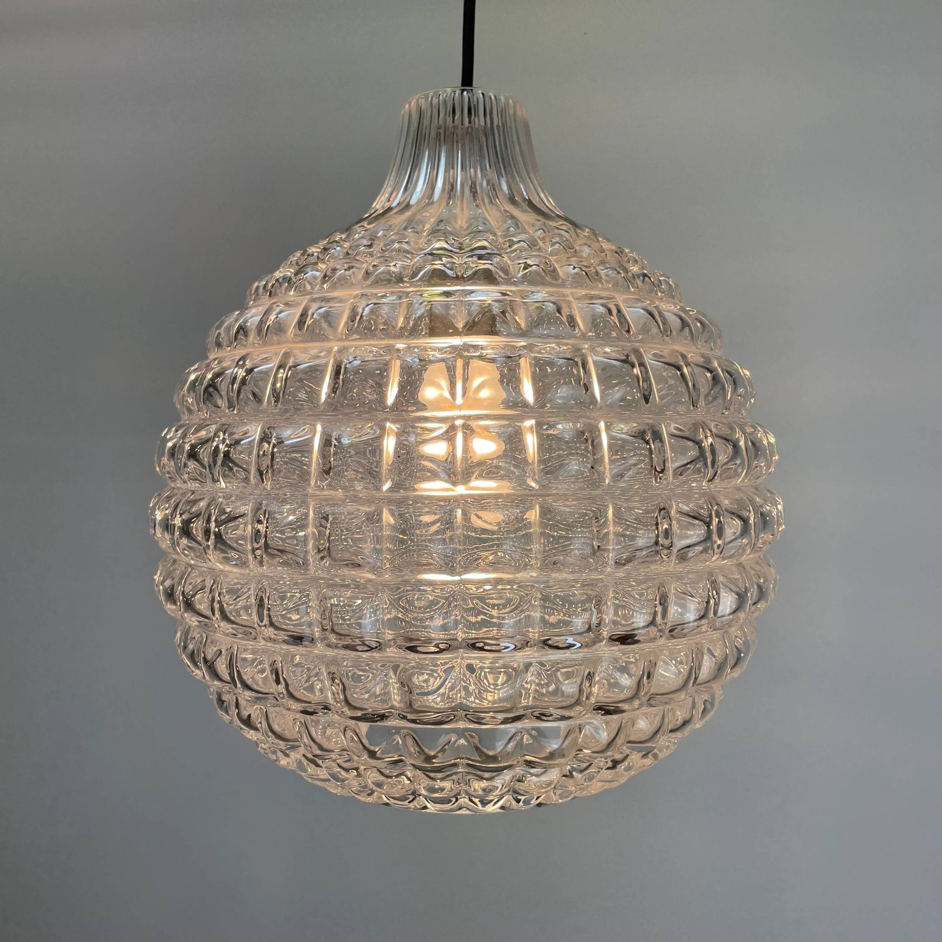 Crystal glass pendant lamp by Peill & Putzler 1960