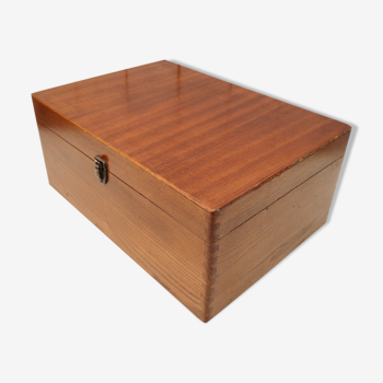 Large wooden box varnished vintage storage