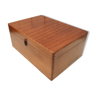 Large wooden box varnished vintage storage