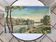 Oil painting on canvas landscape river bellerive bridge signed "morand" vinage