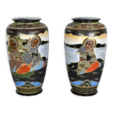 Pair of satsuma vases in japanese porcelain – early twentieth