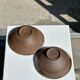 Duo of ceramic bowls interior glazed exterior matt raw earth