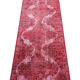 Traditional red wool overdyed persian runner rug handmade oriental carpet- 72x236cm