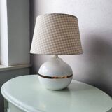 Vintage ceramic table lamp with 1980 fabric lampshade