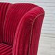 1960s, Danish 3-seater "Banan" sofa, original cherry-red furniture velour.