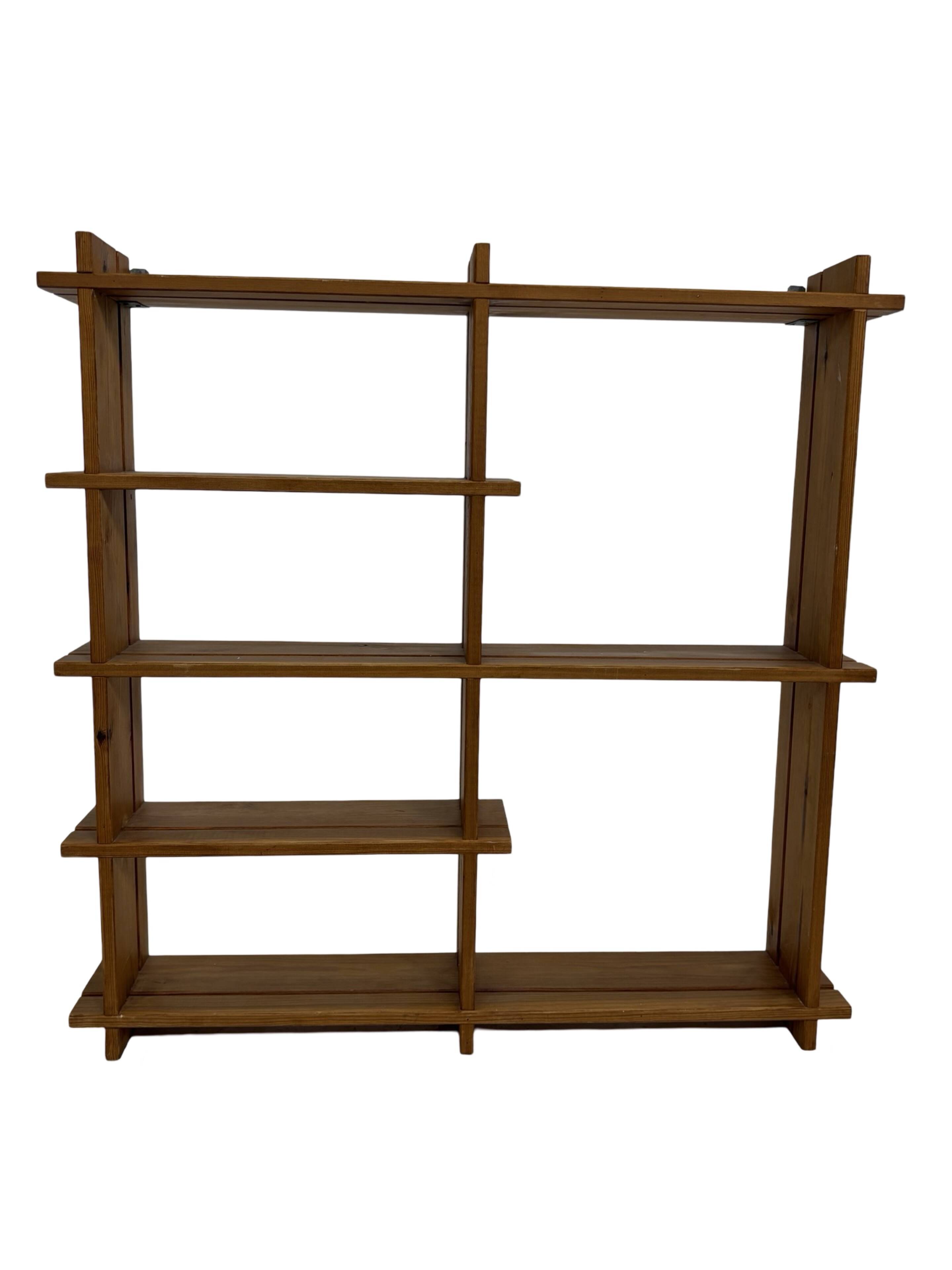 Vintage Wall shelf rack Pine wood 70s design