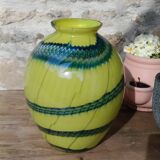 Vase en verre soufflé bicolore 70'