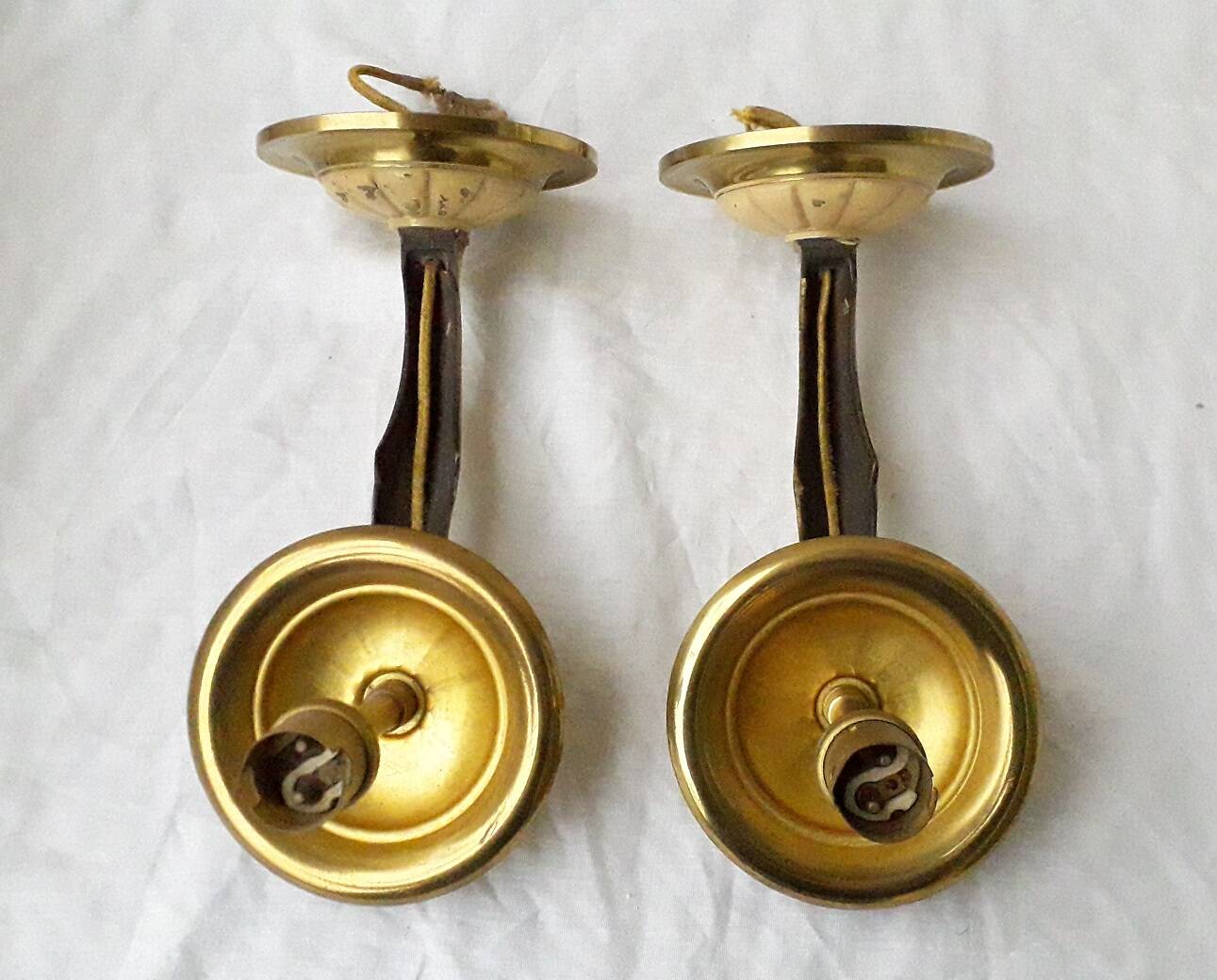 Pair of bronze wall lights