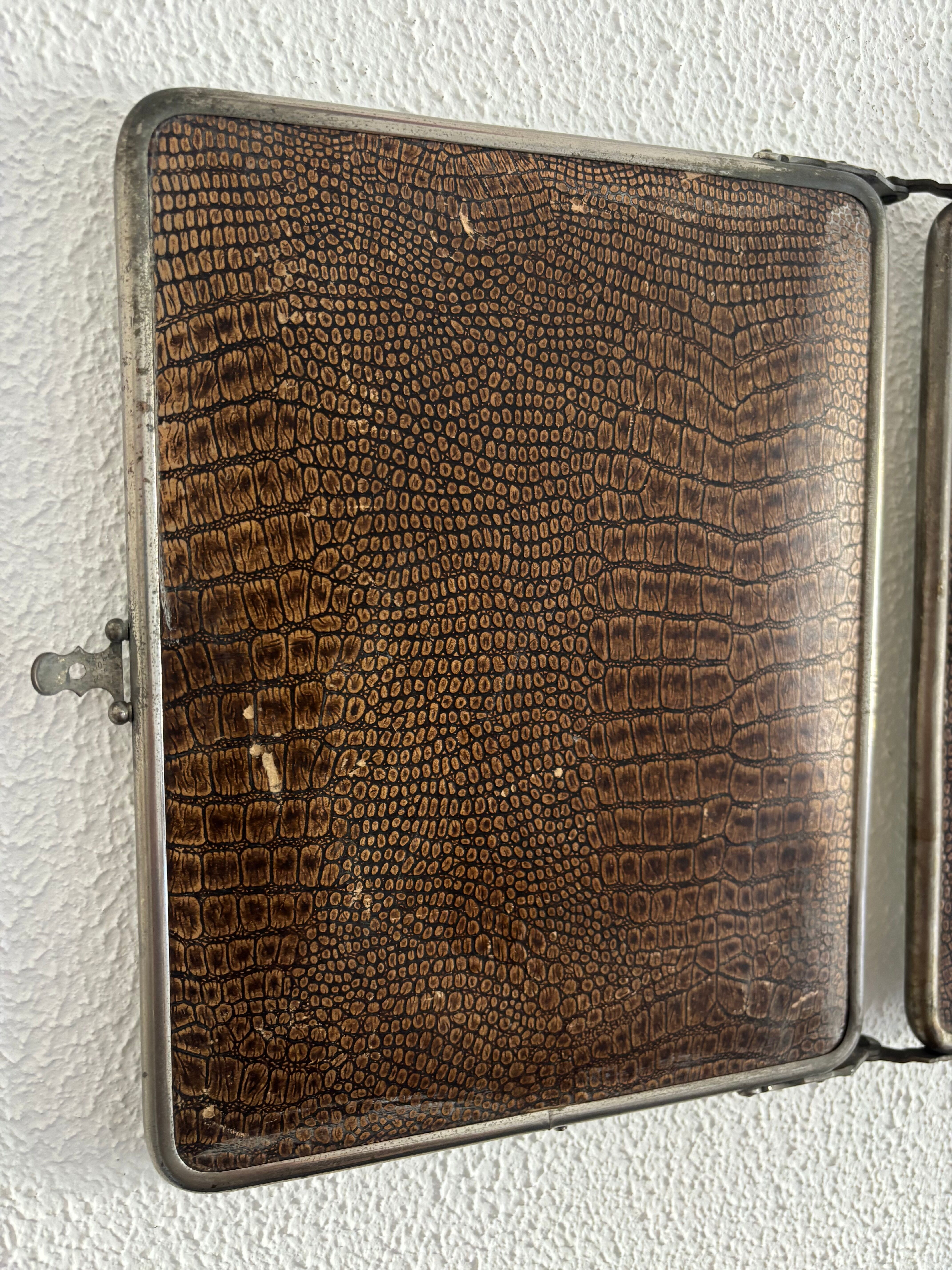 Miroir vintage 1930 triptyque barbier déposé G.B Paris - 28 x 69 cm