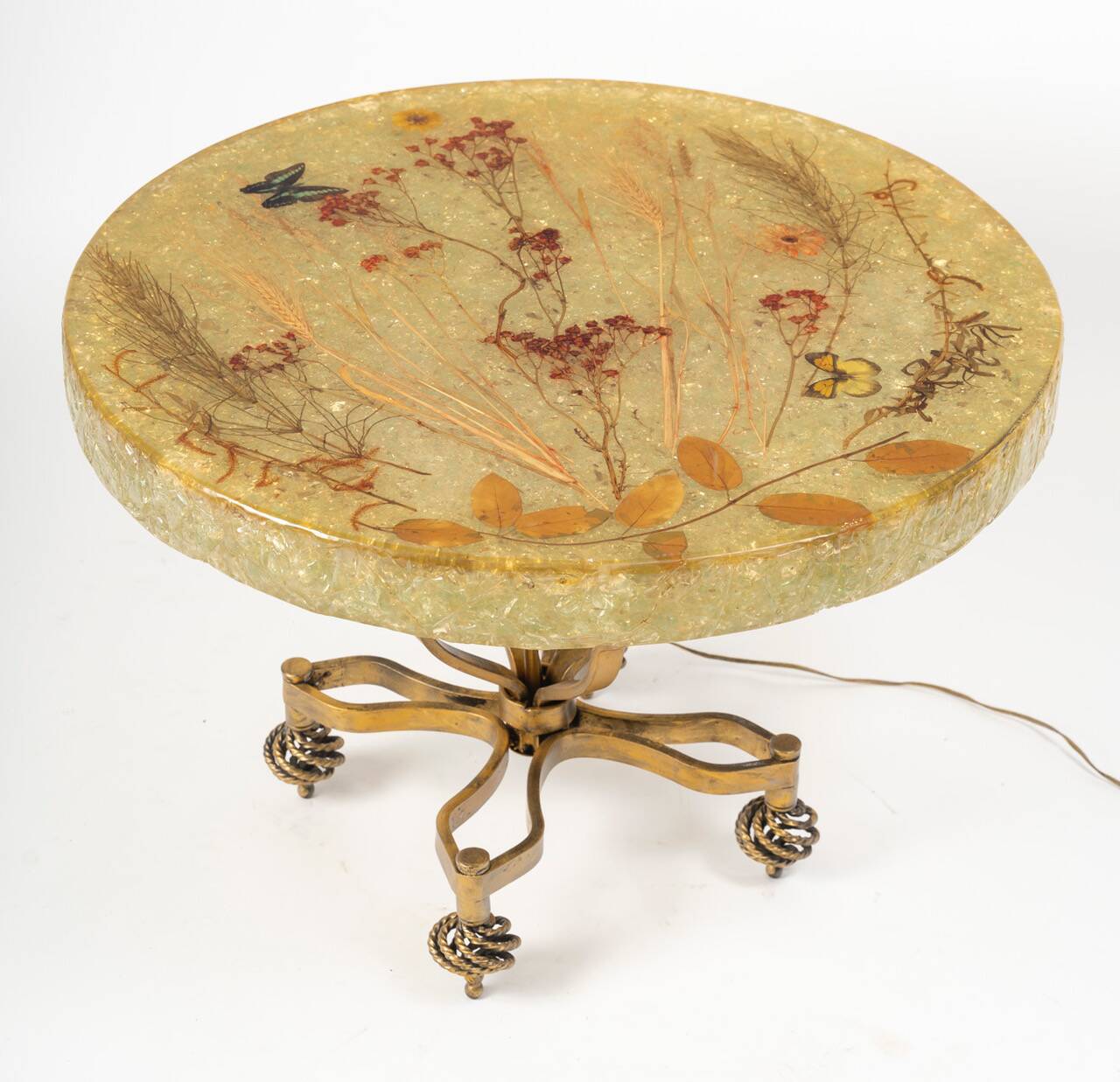 Accolay side table in resin and gold-tone metal