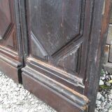 Porte d’entrée vitrée en chêne et grilles en fer, XIXème s.
