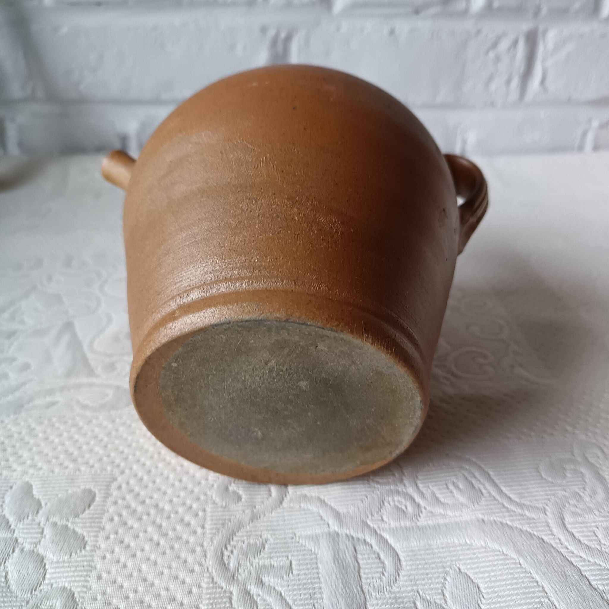 Vintage handmade brown glazed stoneware gargoulette.