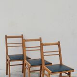 Series of 3 vintage chairs with compass legs - 1950s