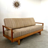 Old wooden sofa vintage brutalist design 60s