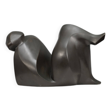 Sculpture féminine abstraite en bronze par Francine Govers, années 1990.