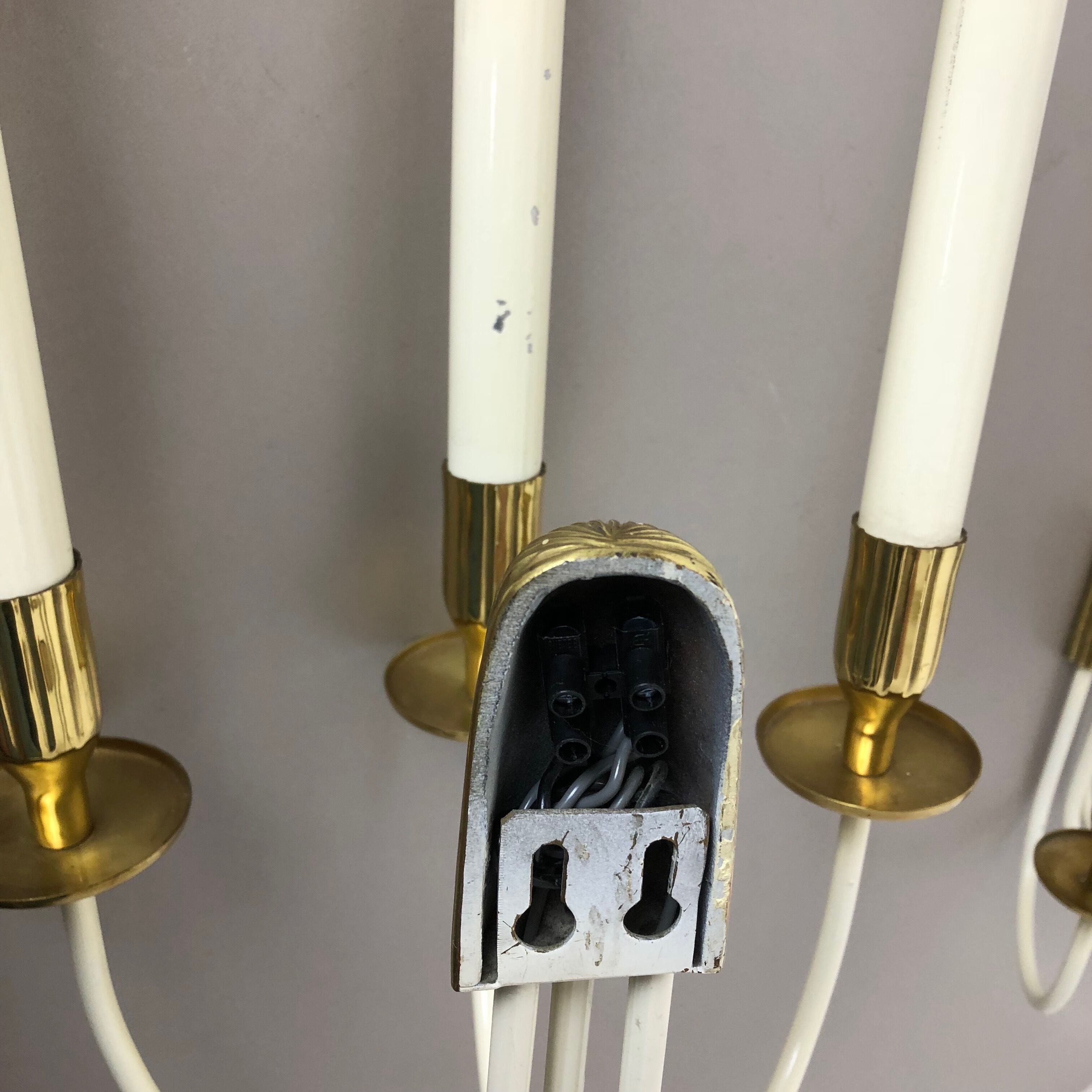 Set of 2 Original Brass Wall Lights Vereinigte Werkstätten München, Germany 1950