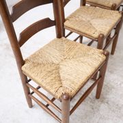 Architectural high-back chairs, straw seat, set of 4.
