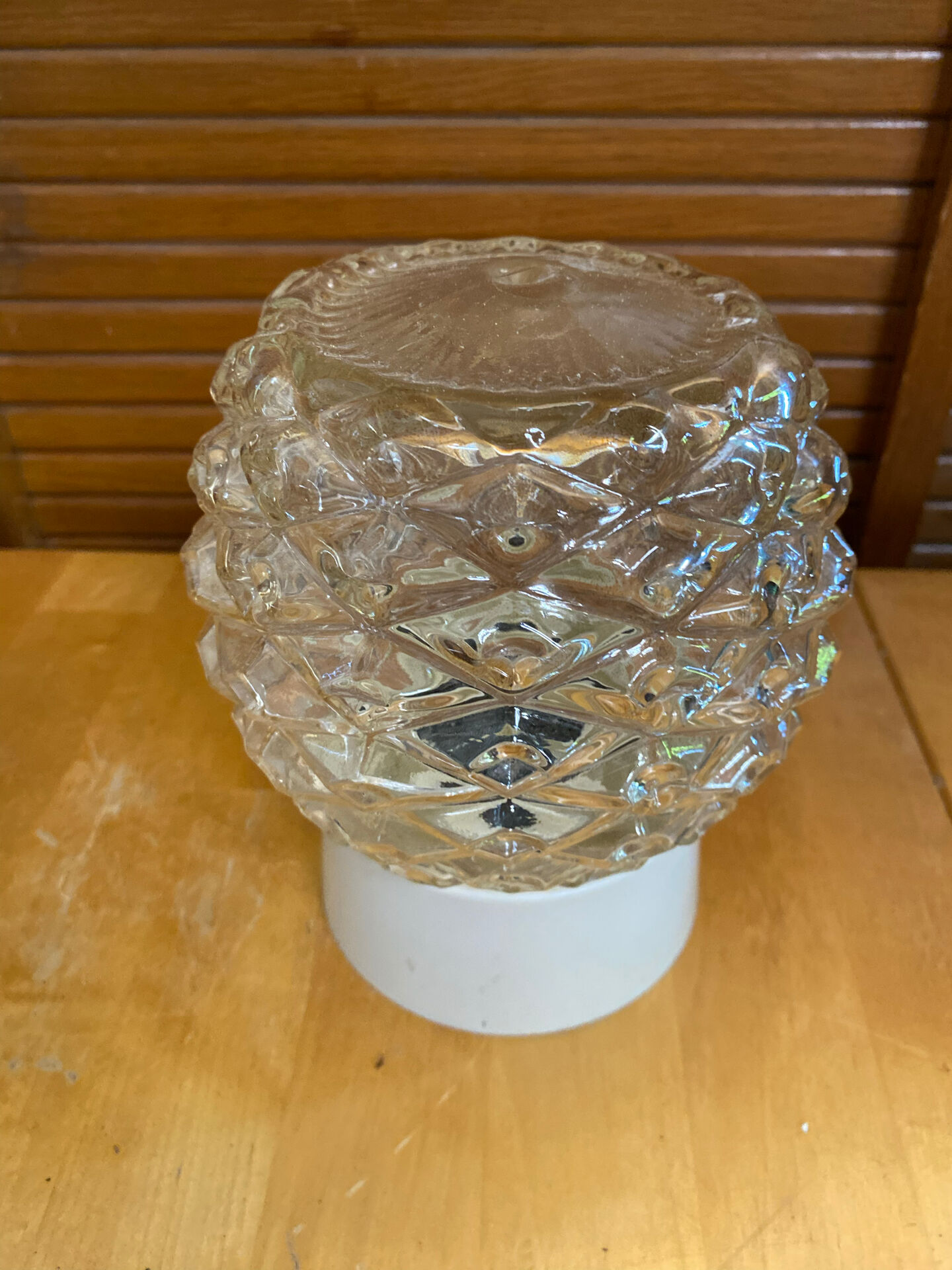 Vintage corodex ceiling light moulded glass + white bakelite support