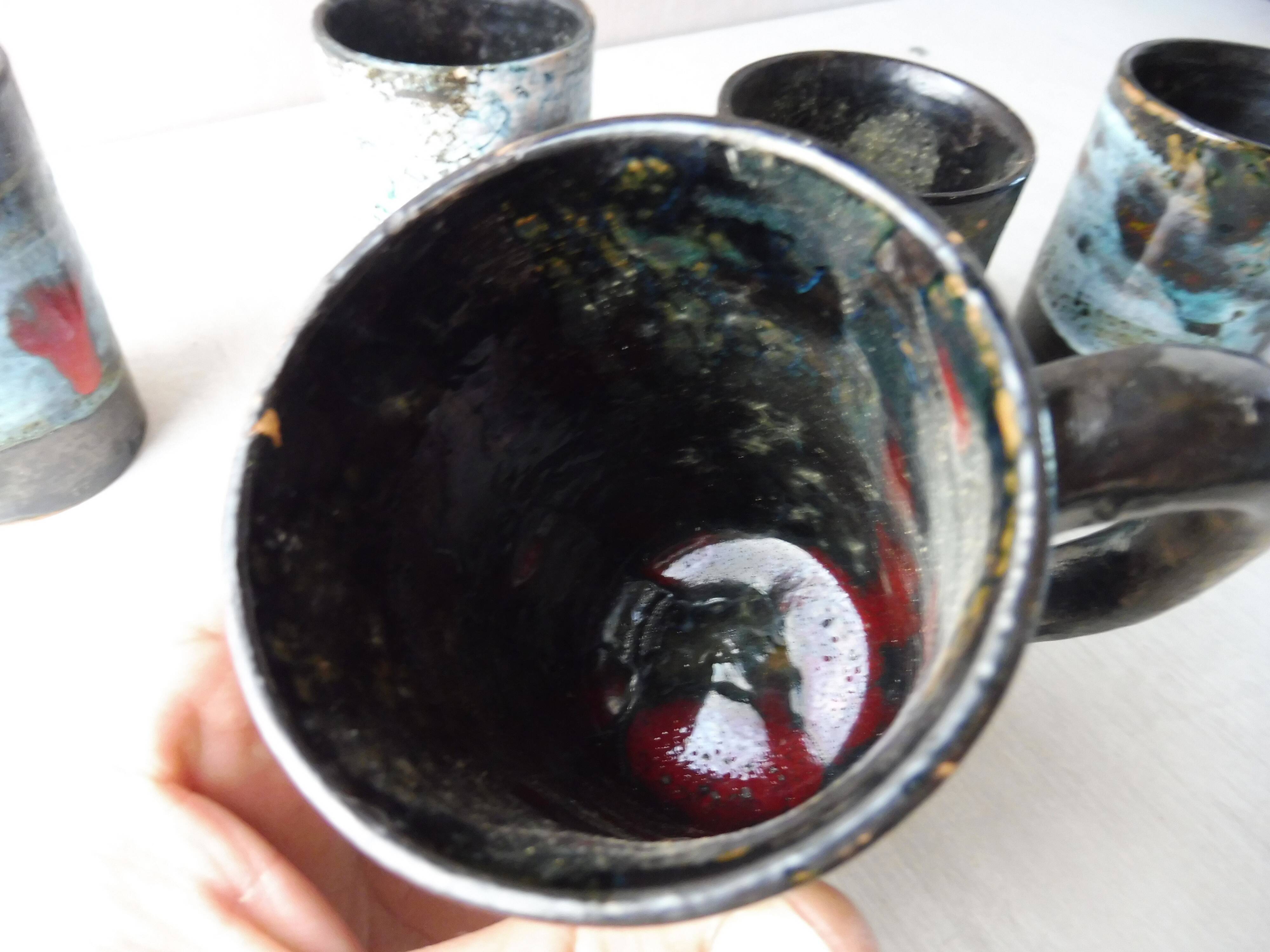 Lot of 6 cups, terracotta, from Vallauris