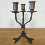 Wrought iron and copper candle holder