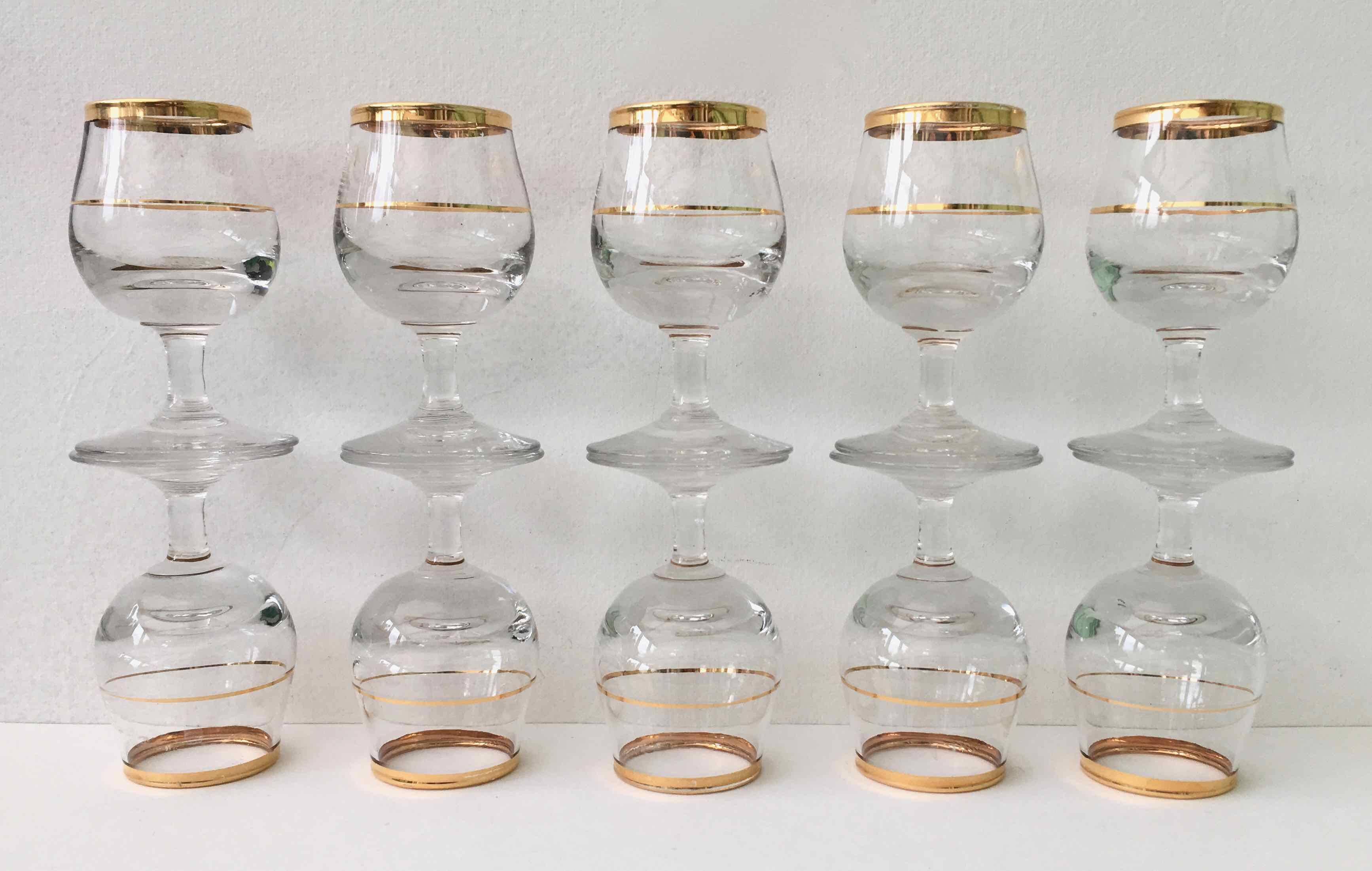 Set of 10 vintage alcohol glasses