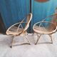 Paire de fauteuils coquille en rotin vintage 1960