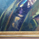 Oil on canvas french man portrait painting, signed by A. Chris, 1962