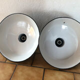 Pair of factory enamelled suspension lamp