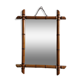 Miroir en bois tourné à l'imitation du bambou, des années 40-50, 43 x 57 cm