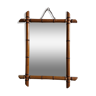 Miroir en bois tourné à l'imitation du bambou, des années 40-50, 43 x 57 cm