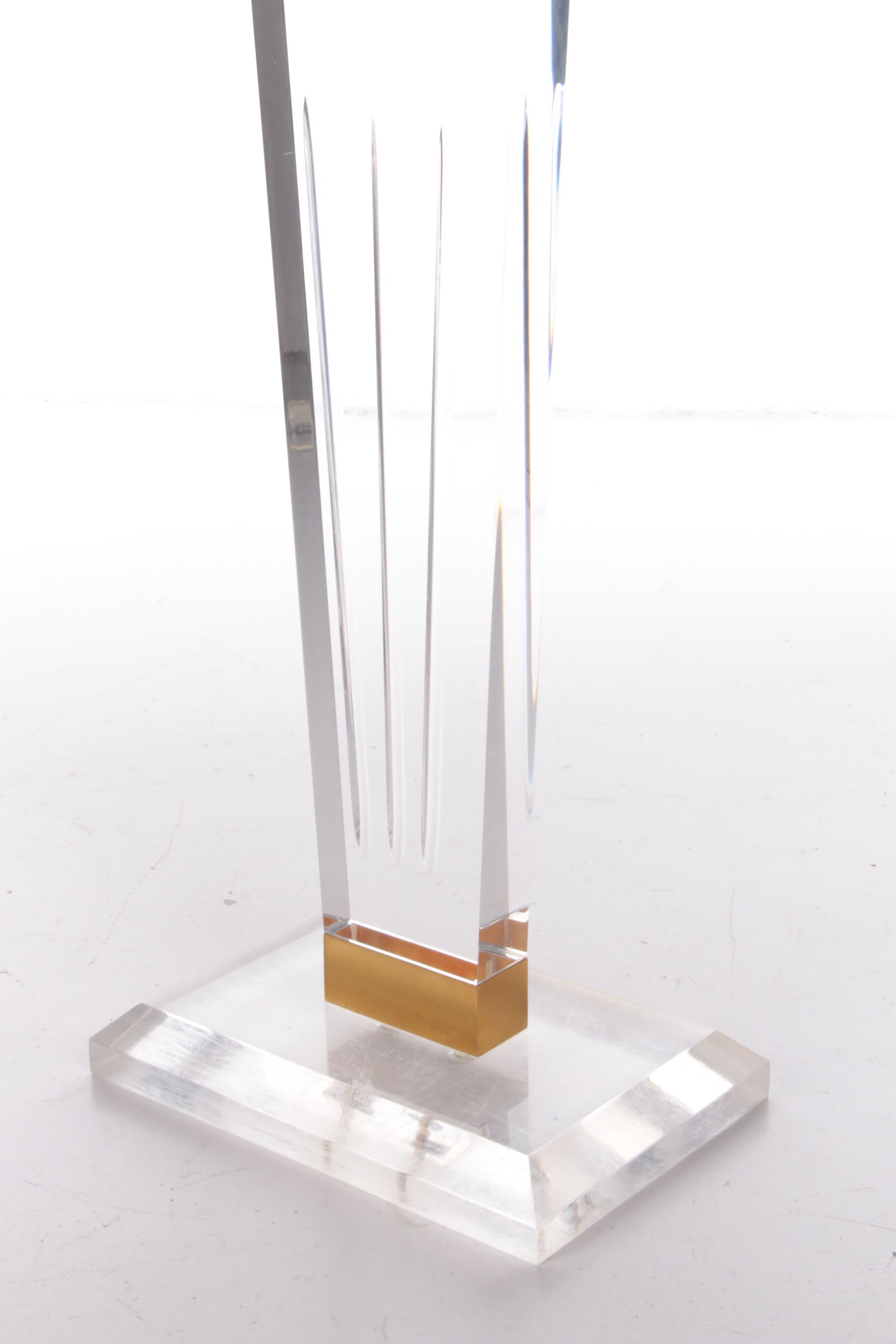 Vintage Plexiglas Stand or console with brass Lady, 1970 Italy