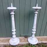Paire de bougeoirs/ chandeliers anciens en bois