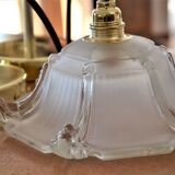 Two art deco glass hanging shape pagoda