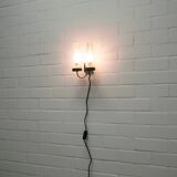 chrome vintage wall lamp glass & wood