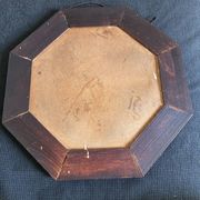 Octagonal mirror, glossy varnished oak, Art Deco.