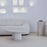 Omega circular coffee table natural travertine - 80cm D