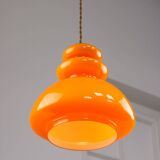 Mid-Century Italian Orange Glass & Brass Pendant Lamp, 60s