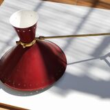 Large Diabolo wall lamp René Mathieu for Lunel burgundy color