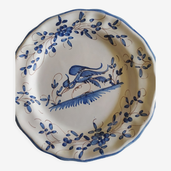 Dessert plates tolosane marten décor Ibis blue